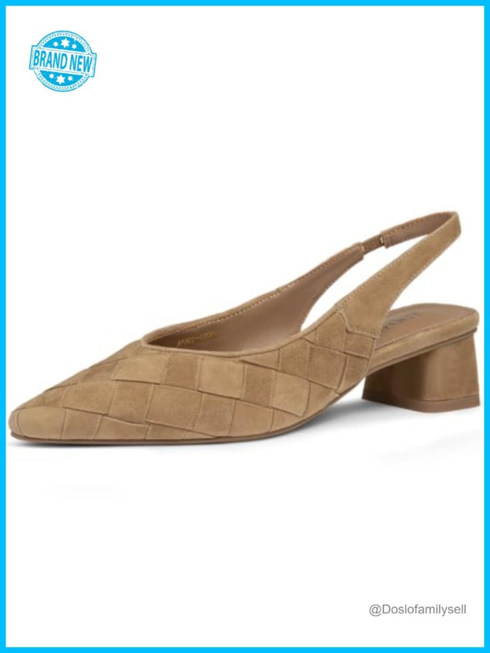 Faux Suede Woven Slingback Block Heels Pointed Toe Women's Pumps